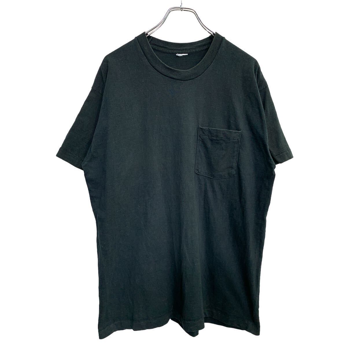 半袖 無地 ポケットTシャツ XLサイズ くらい シングルステッチ ブラック 古着卸 アメリカ仕入 t2408-3097