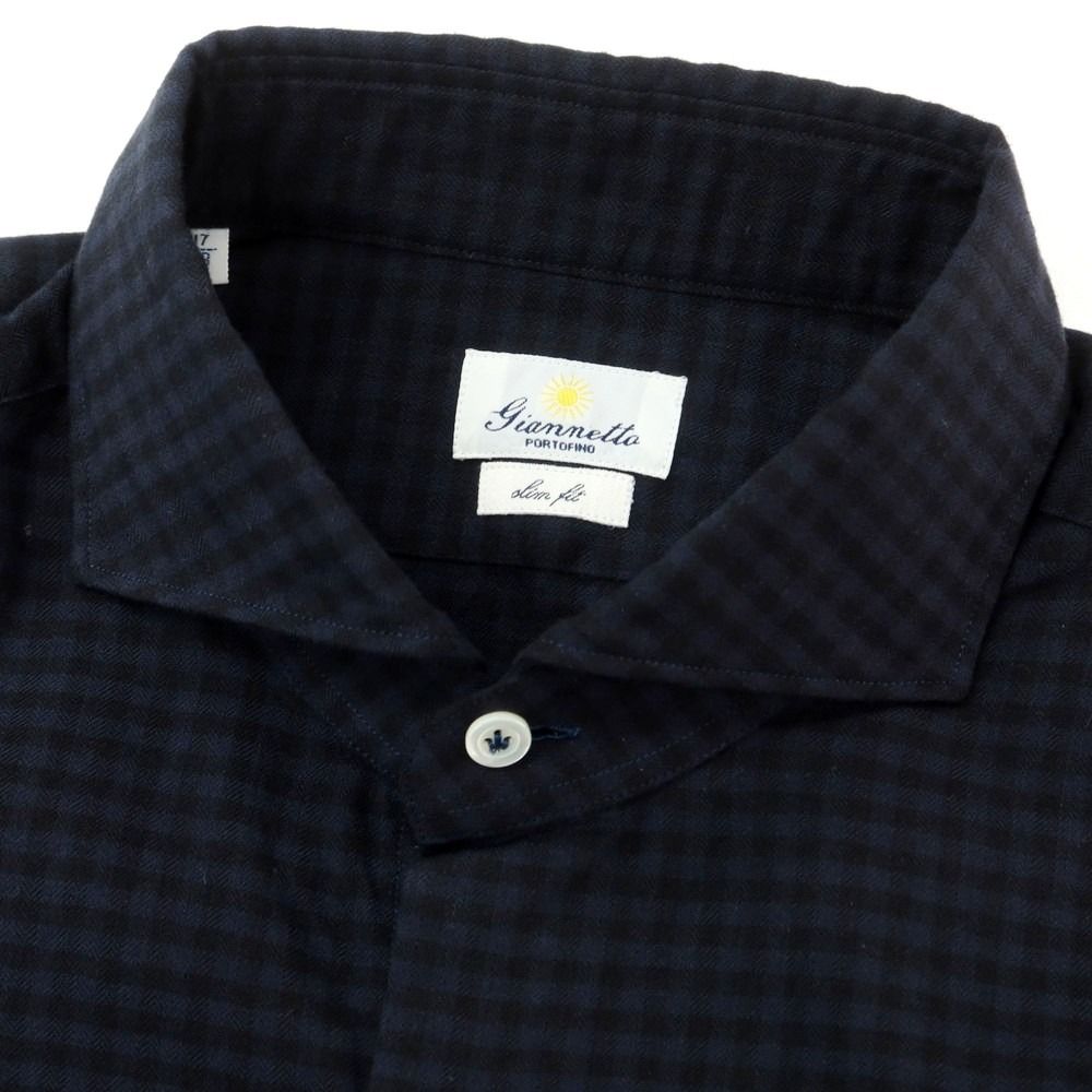 新品】ジャンネット giannetto コットン チェック ホリゾンタルカラー 