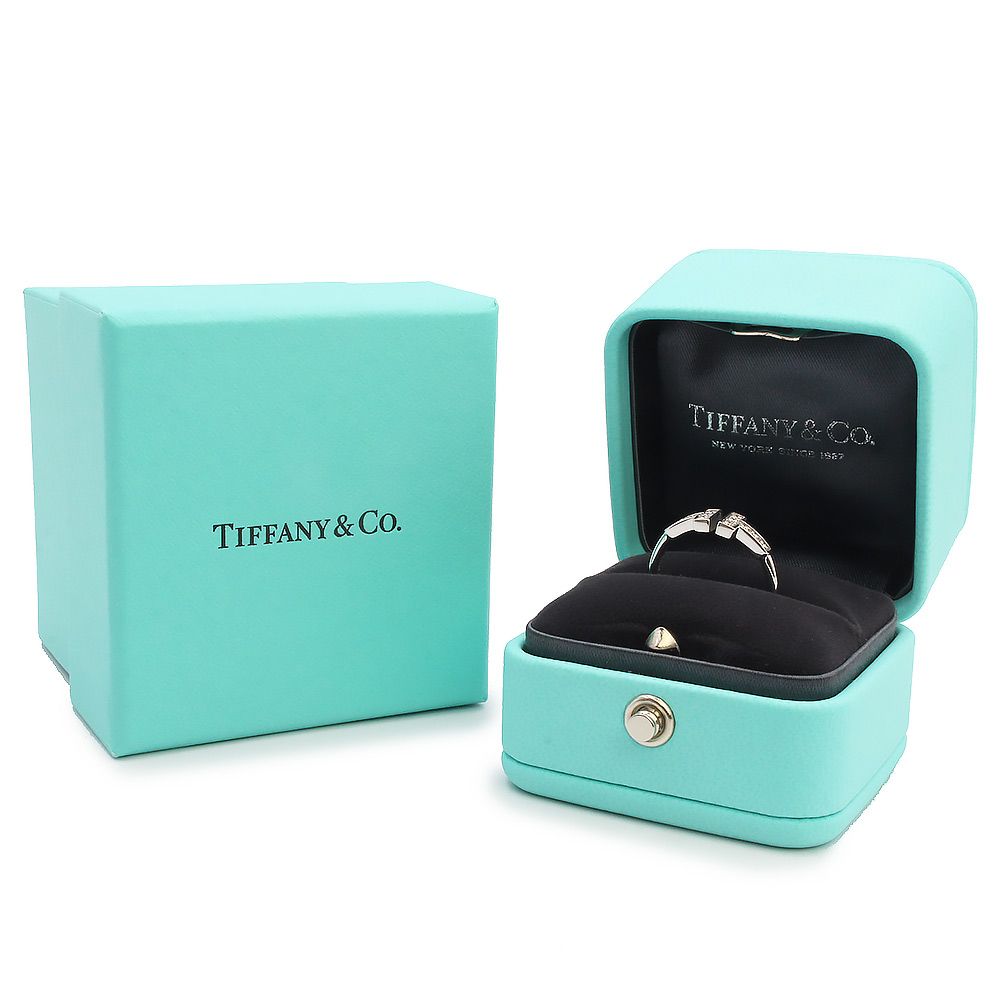 ティファニー T ワイヤー リング 指輪 ＃8号 K18WG 750 12Pダイヤモンド 0.13ct ホワイトゴールド 60147237 TIFFANY-Co