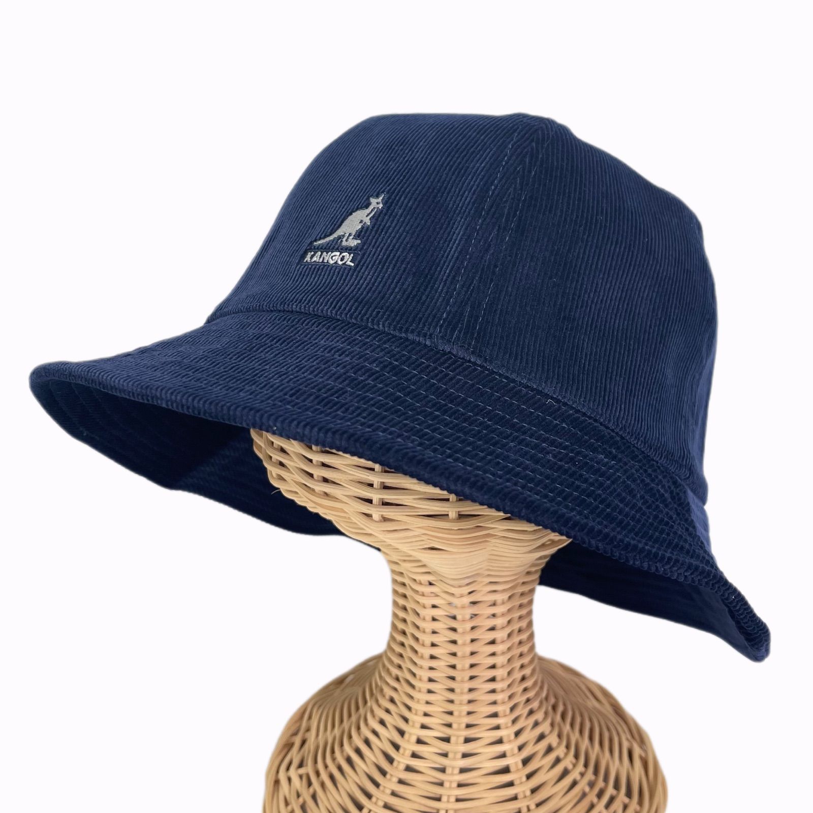 KANGOL ベル型ハット チケット柄 リバーシブル Navy系 Mサイズ - ハット