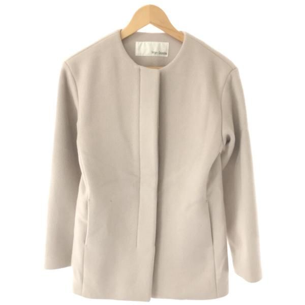 Whim Gazette ウィムガゼット　ノーカラーロングコート　毛　ベージュ Whim Gazette(ウィム ガゼット)の【WEB＆一部店舗限定カラーあり