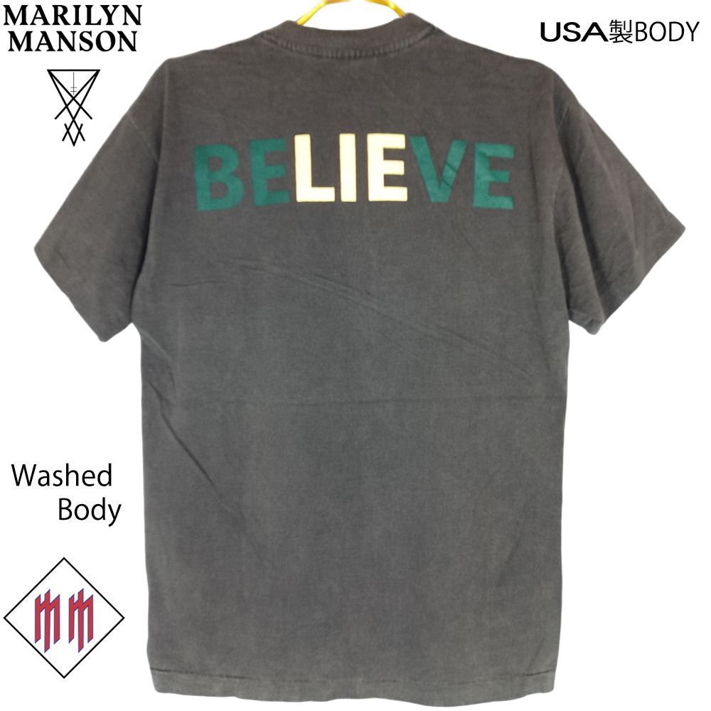 126 MARILYN MANSON マリリンマンソン Tシャツ BELIEVE ウォッシュアウトブラック Lサイズ 美品 ロックバンド ロックT  バンドT メンズ レディース ユニセックス ロック パンク バンド 半袖 フェス ミュージックT レア  稀少|mercariメルカリ官方指定廠商|Bibian比比昂代買代購