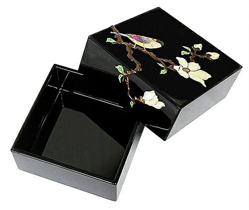 漆器 小箱 螺鈿（らでん） 螺鈿装飾 錆絵花鳥 高岡漆器 小物入れ 日本