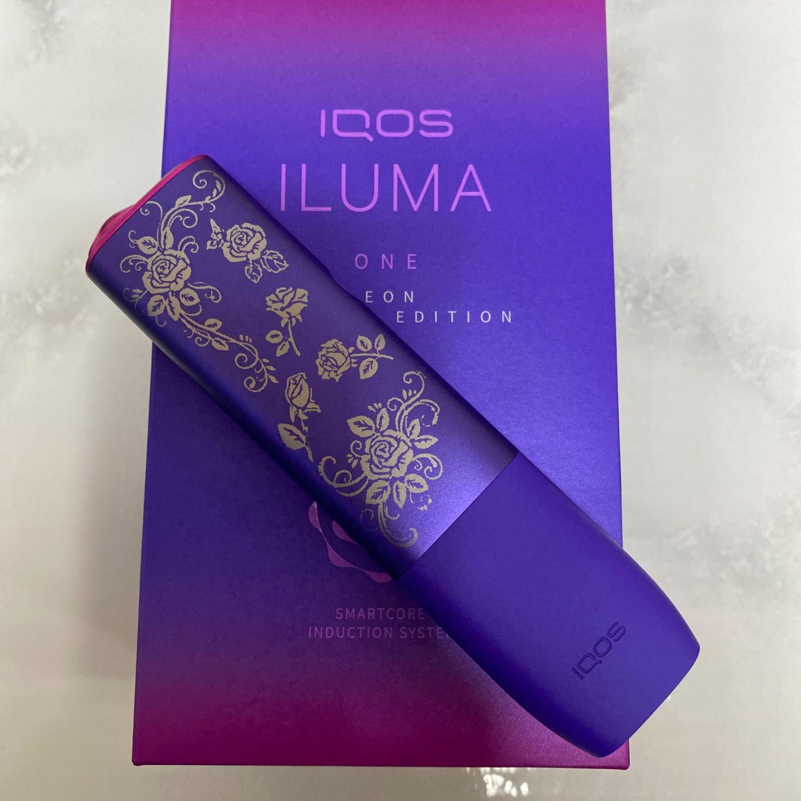 ドクロ バラ 加工 iQOS ILUMA i ONE アイコス イルマ i ワン iQOS ILUMA ONE アイコス イルマ ワン バラ 加工 ネオン 紫 限定色