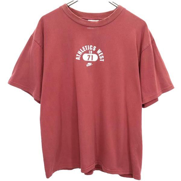 ナイキ 90s 00s オールド 白タグ プリント 半袖 Tシャツ M レッド系