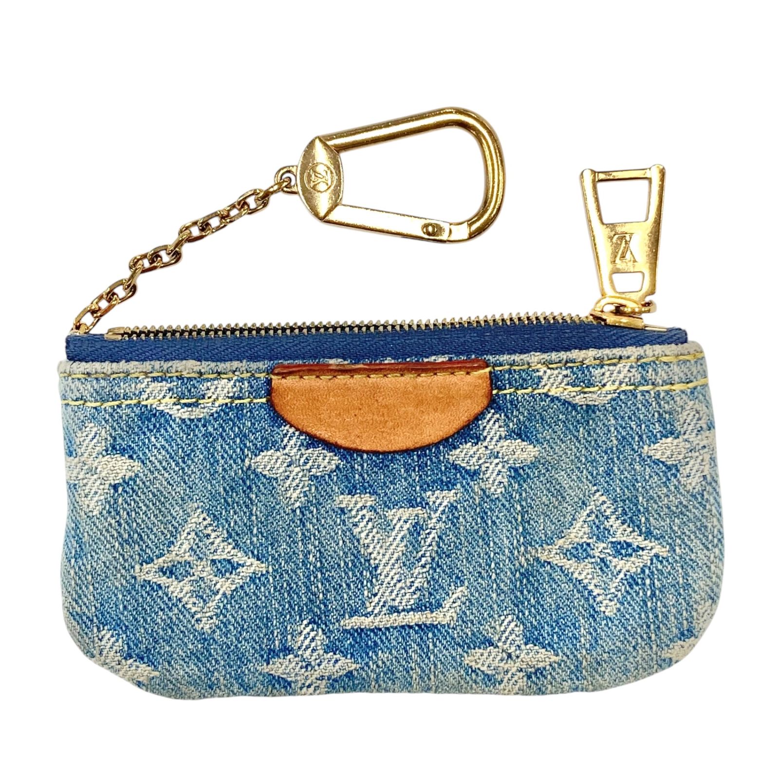 【真贋判定済】LOUIS VUITTON ルイヴィトン ポシェットクレ レディース メンズ M82961 ブルー 小物入れ B1121RTGS6