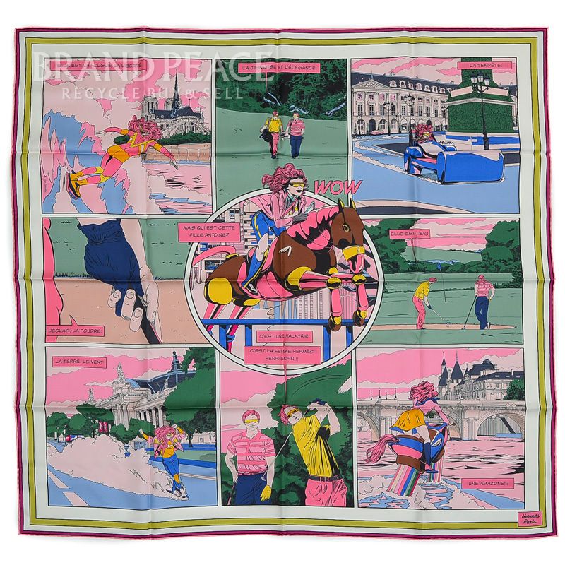 新品エルメス　ダブルフェイス　Wow カレ　スカーフ　ヴィンテージ エルメス) ダブルフェイス《WOWワウ》カレ90スカーフ (HERMES/スカーフ