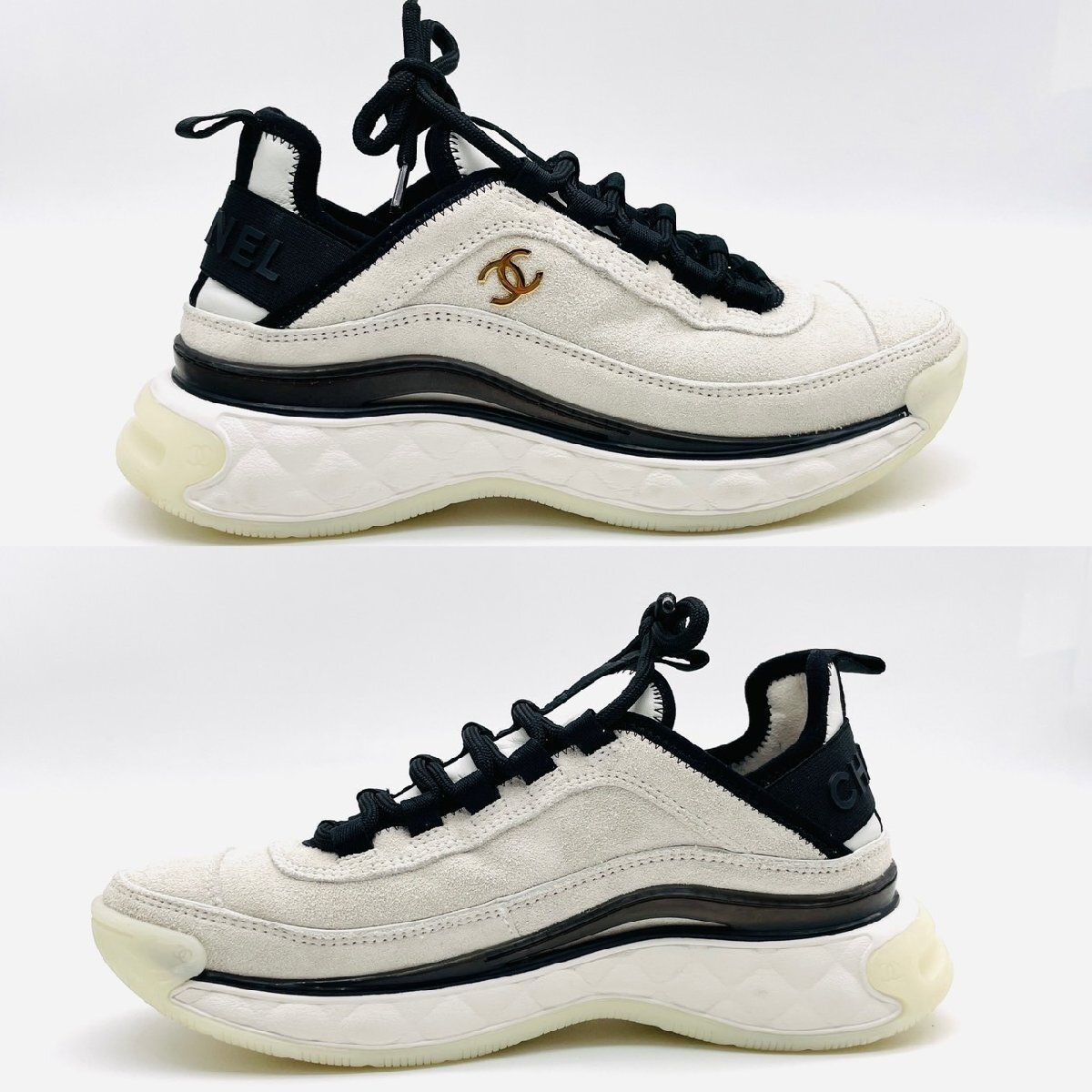 シャネル CHANEL スニーカー G45331 ホワイト ブラック スエード