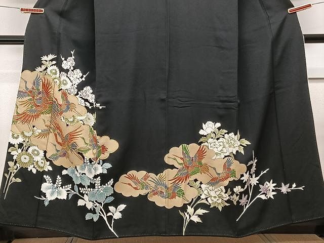 平和屋着物○豪華黒留袖 友禅 駒刺繍 松竹梅吉祥宝尽くし 金彩 正絹 逸品