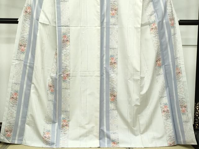 平和屋本店□極上 都喜ヱ門 本場大島紬 白大島 花園を飾