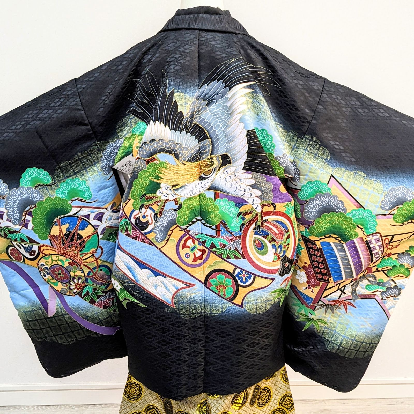 豪華逸品♡七五三　3歳から小さめ5歳　男の子　セット　一式　鷹　刺繍　黒 豪華逸品♡七五三3歳から小さめ5歳男の子セット一式鷹刺繍黒