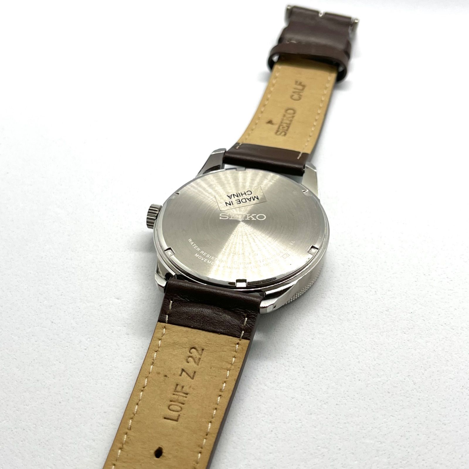 極美品SEIKOセイコーV158ブラックシルバーレザーソーラー