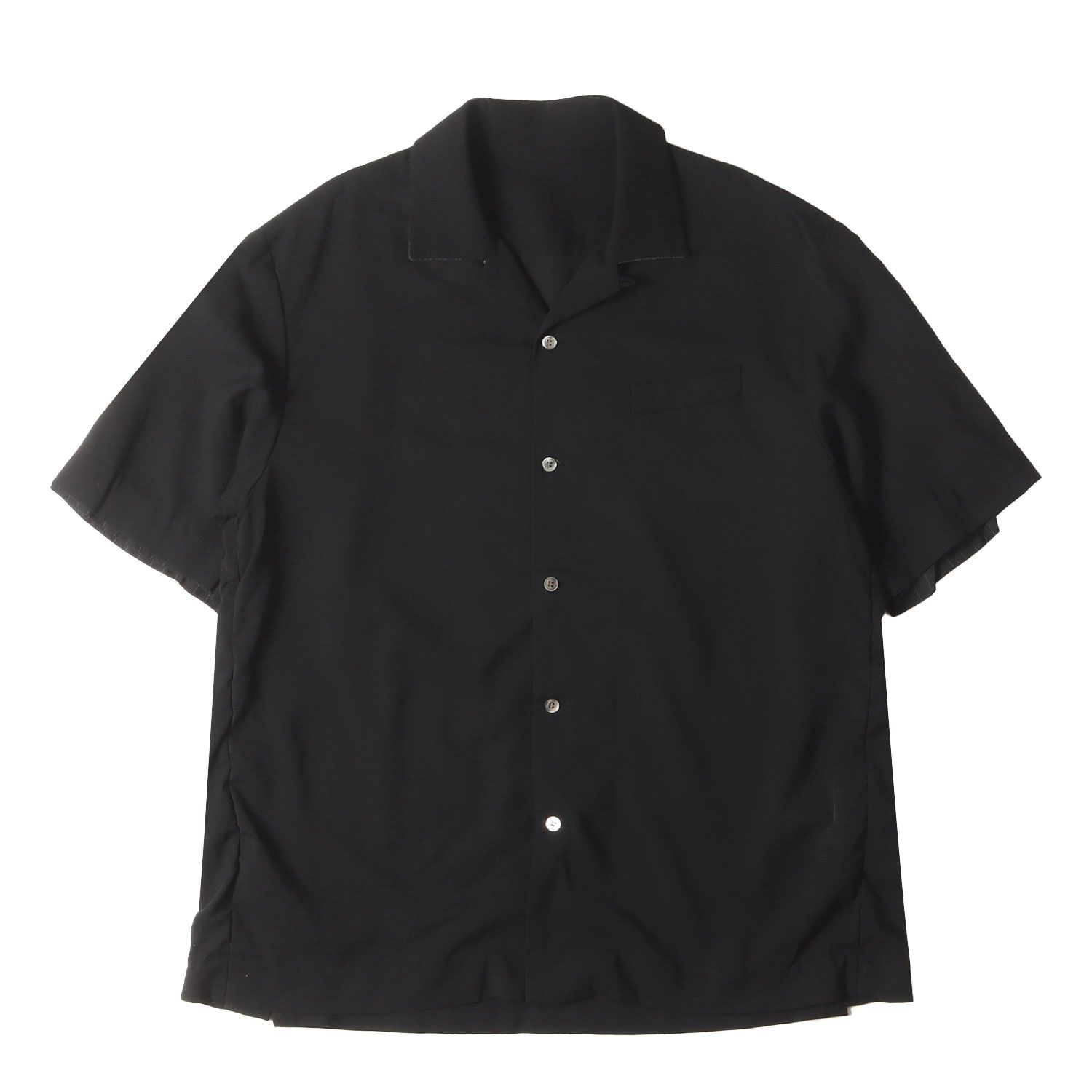 Sacai サカイ シャツ サイズ 4 | 21SS 袖レイヤードスーチング オープン ウール 半袖 シャツ 21-02458M | ブラック 黒 | トップス カジュアルシャツ メンズ