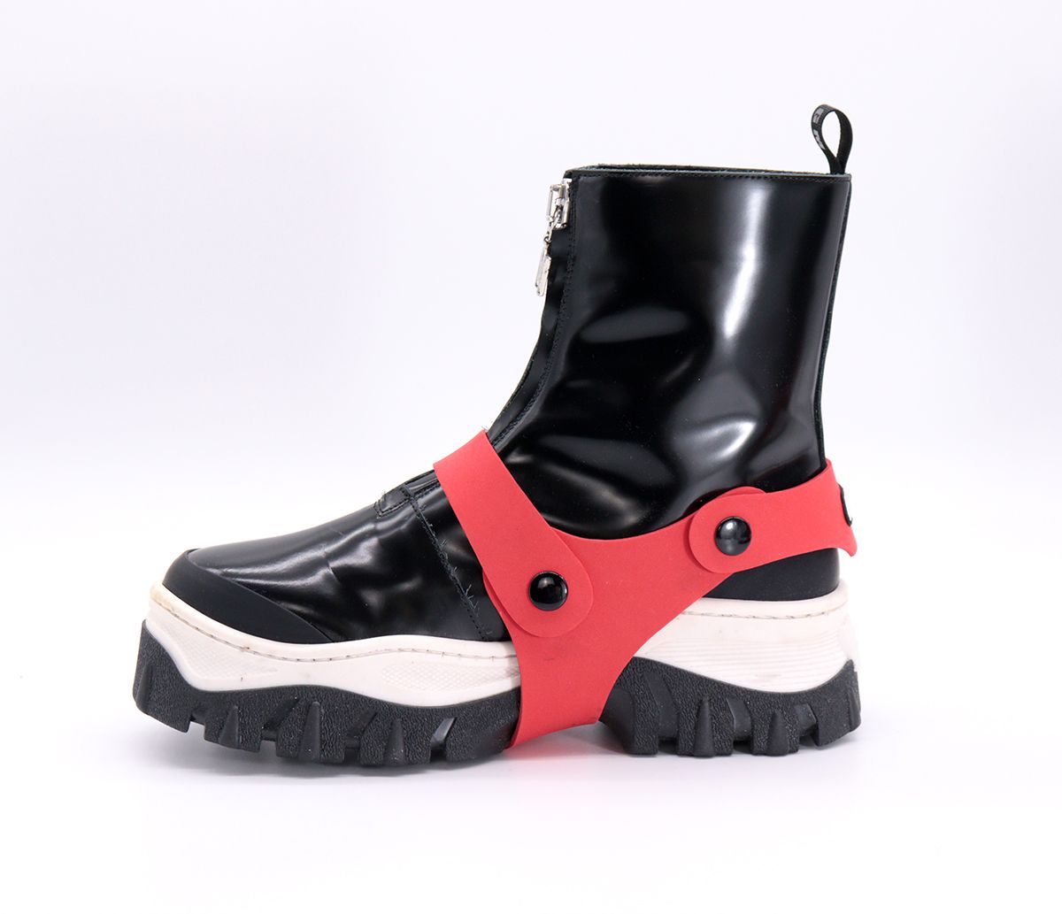 新品未使用　MSGM ブーツ 未使用品 MSGM エムエスジーエム 39 ブラック×ホワイト×レッド