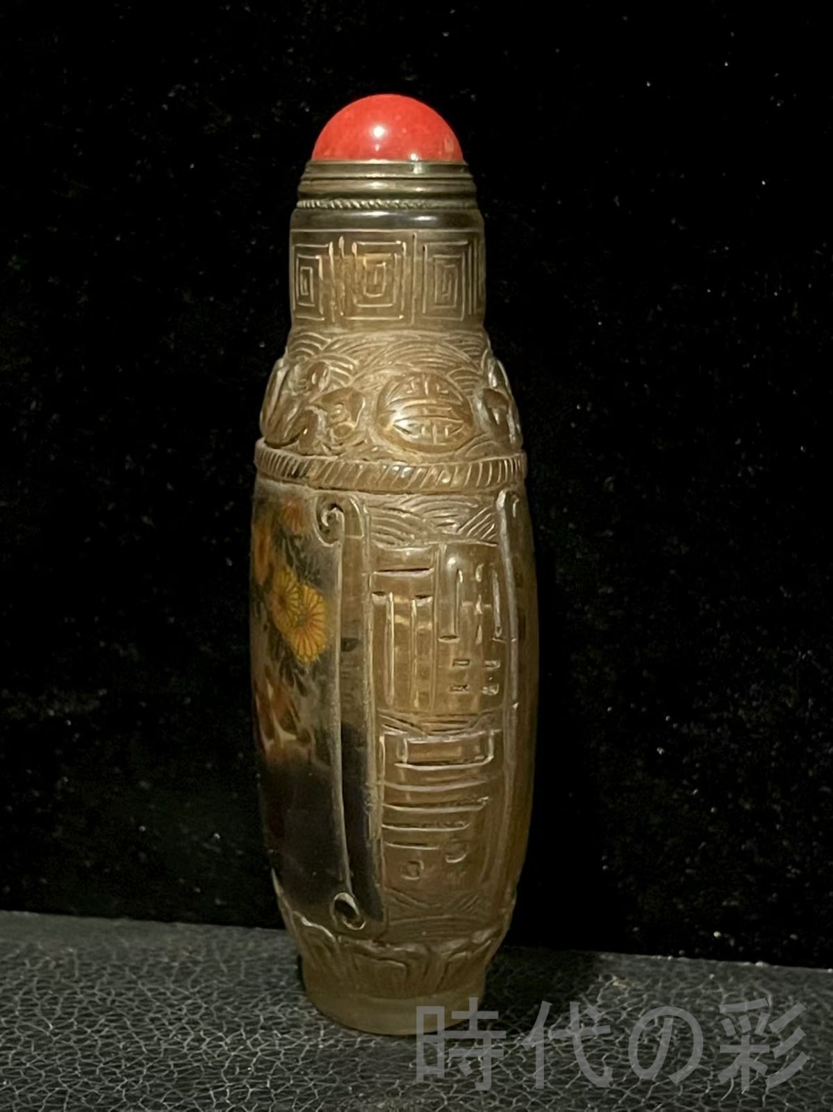 中国古美術 旧家蔵出 清代 琉璃 内絵鼻煙壷 名家手繪 花鳥 鼻煙壺 古玩 細工 古置物 縁起物 時代物 R07092106