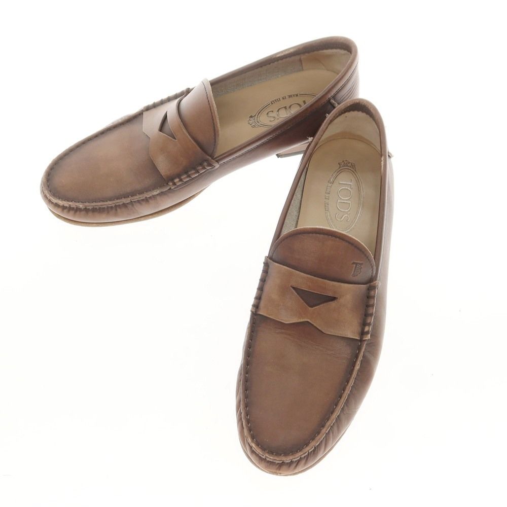 【中古】トッズ TOD'S レザー コインローファー ブラウン【サイズ7】【メンズ】