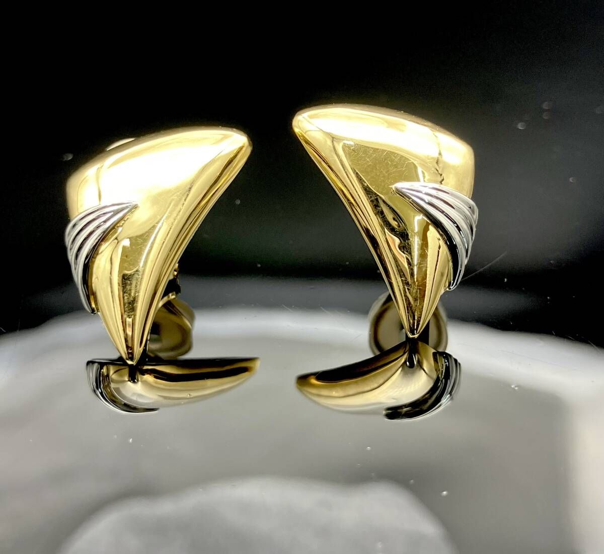 K18 PT900 イヤリング　コンビ　プラチナ　１８金　イエローゴールド　ＹＧ　レディース　2.3g K18 Pt900 コンビ スクリュー 中折れ イヤリング 18金 プラチナ