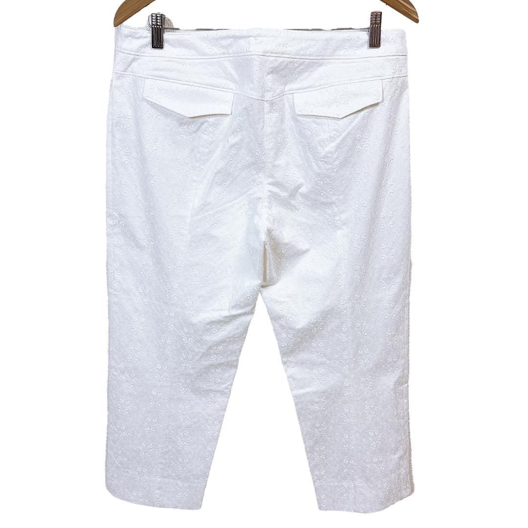 レリアン レディースパンツ 13 ボタニカル刺繍 ホワイト