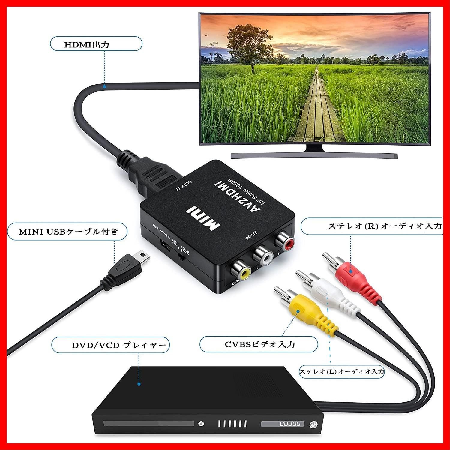 特価商品】RCA to HDMI 変換コンバーター AV to HDMI 変換コンバーター