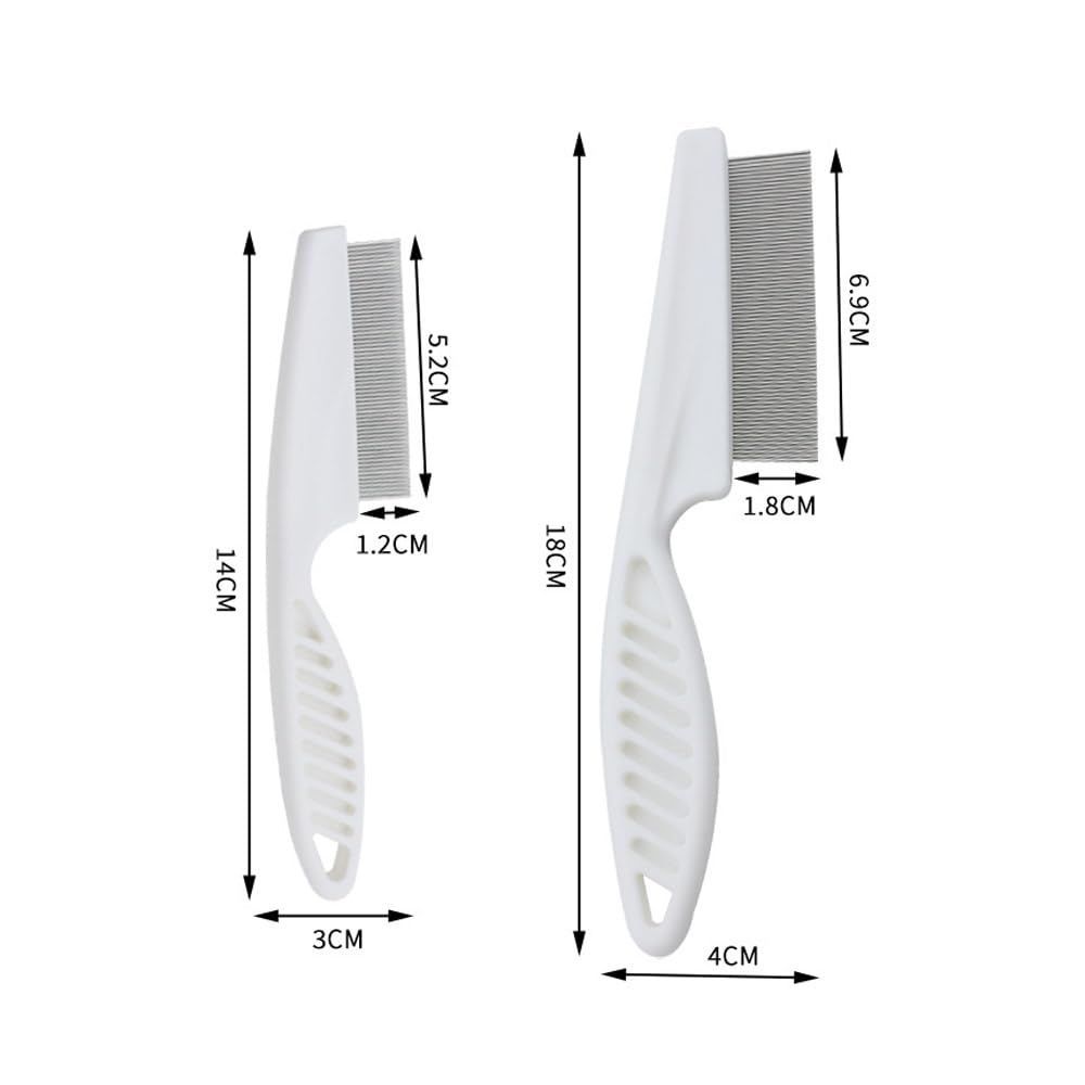 【在庫処分】衛生的 水洗いOK 丸い先端 【2本、18cm+14cm】犬猫美容ブラシ 傷つけにくい 犬猫用櫛 ステンレス製犬猫用櫛 ノミ取り櫛 のみとりくし ペットコーム ホワイト