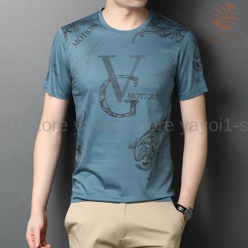 Tシャツ メンズ 半袖 丸首 薄手 夏服 英文字 総柄 柔らかい カラーバリエーション カットソー トップス 通気設計 着心地良い カジュアル
