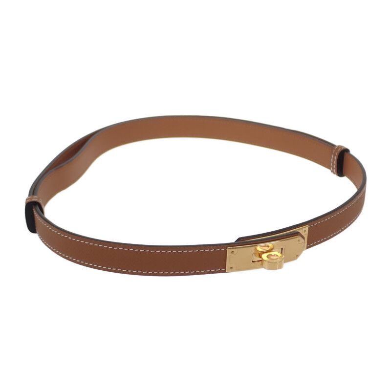 エルメス HERMES ケリー18 H069853 ベルト ヴォーエプソン ブラウン W刻印 ゴールド金具 レディース Sランク