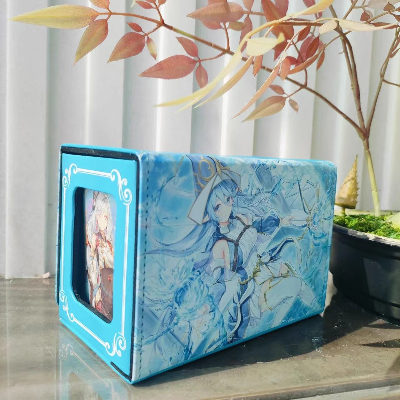 遊戯王 聖殿の水遣い 合皮製デッキケース　スリーブ二点セット 遊戯王 聖殿の水遣い 合皮製デッキケース スリーブ二点セット