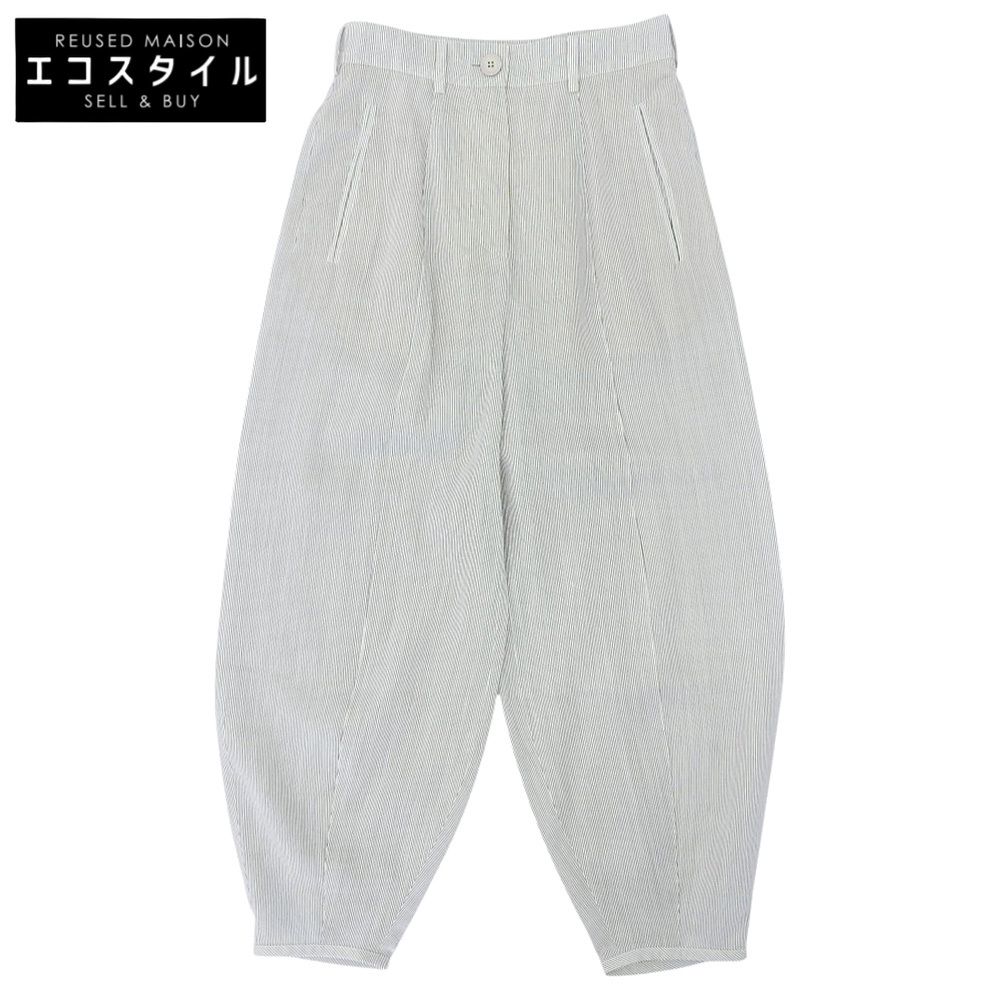 美品 ジョルジオアルマーニ リネン/シルク スラックス パンツ ストライプ ５２ GIORGIO ARMANI ジョルジオアルマーニ 美品 リネンシルク