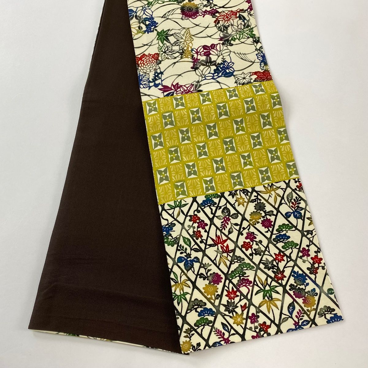 半幅帯 秀品 松竹梅 草花 抹茶色 正絹 WWW_NOITHATQUANGTHANH_NET