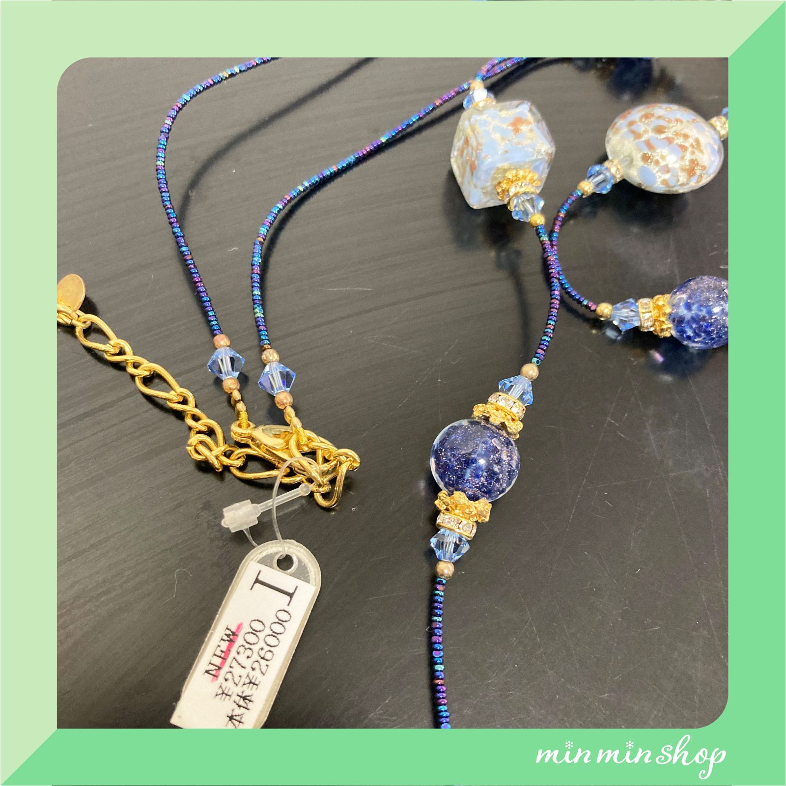 国内最安値！ ヴェネチアンガラス／ネックレス＊約55cm＊コバルトブルー＋ アクセサリー