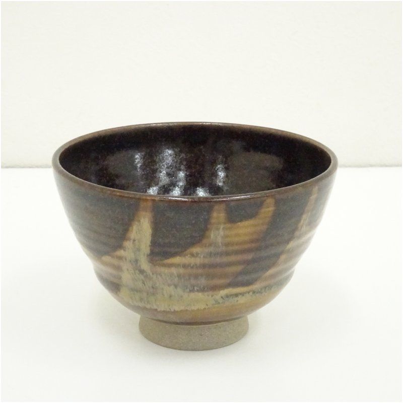 膳所焼 岩崎新定造 胴締茶碗 共箱 茶道 抹茶 おしゃれ 抹茶茶碗 抹茶碗 和食器 レトロ 茶器 骨董 茶わん 茶会 茶の湯