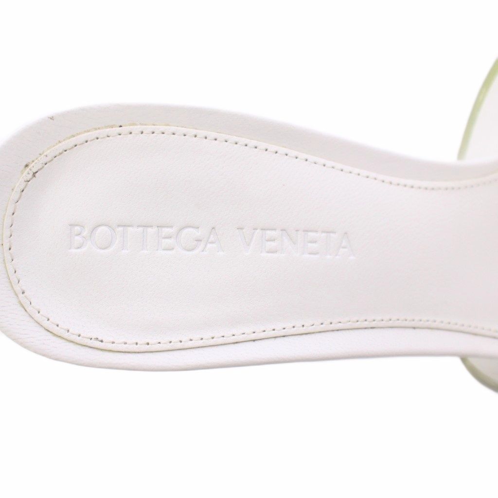 【中古】ボッテガヴェネタ BOTTEGA VENETA サンダル スクエアトゥ ハイヒール ラバー レザー 切替 37 クリア 白 ボッテガヴェネタ BOTTEGA VENETA サンダル スクエアトゥ ハイヒール