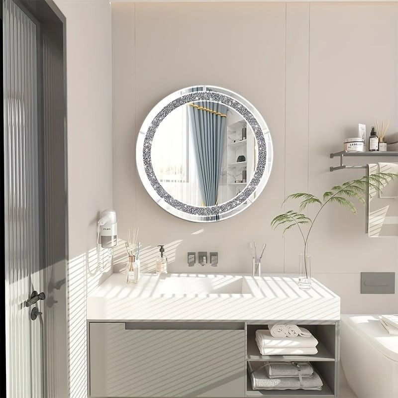 化粧鏡 壁掛け 浴室鏡 吊り下げ鏡 | 化粧鏡サークル壁掛け化粧台化粧鏡とシェービングミラー |円形平面鏡 | 写真モダンな装飾ミラ