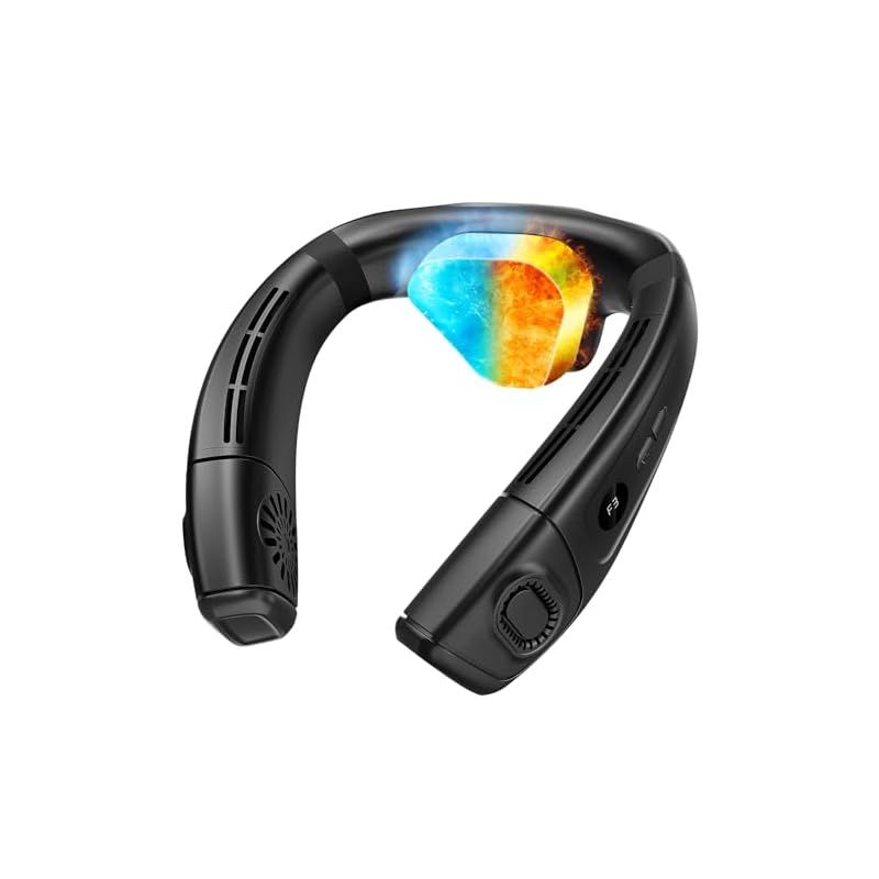 ネッククーラー 冷却プレート 首掛け扇風機 冷暖両用＆上下風道3 D送風＆超大冷却プレート ネックファン ペルチェ素子 軽量 羽なし 携帯扇風機 360度立体冷風 上下出風 6000 mAh大容量バッテリー 冬夏兼用 usb Type C充電式 静音 首掛 1