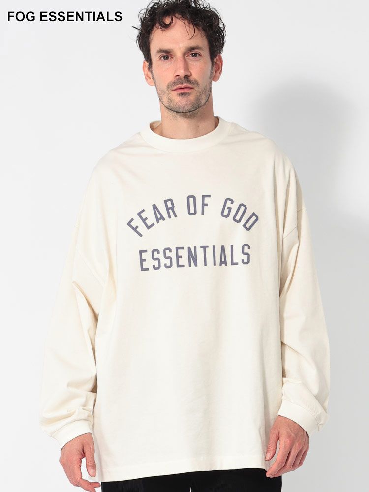 FOG ESSENTIALS (エフオージーエッセンシャルズ) フロントロゴ クルーネック 長袖 Tシャツ FOG125BT24420 メンズ (ホワイト)