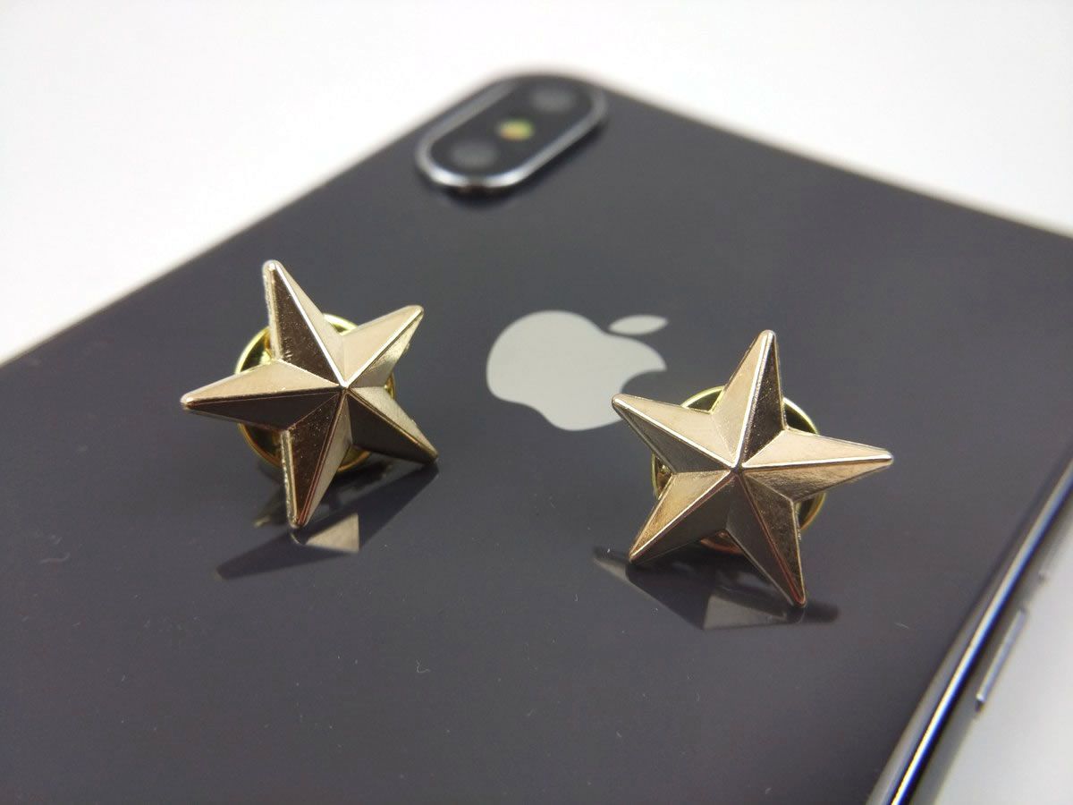 星 五角形 ピンバッジ ピンズ スター 2個セット ゴールド/シルバー