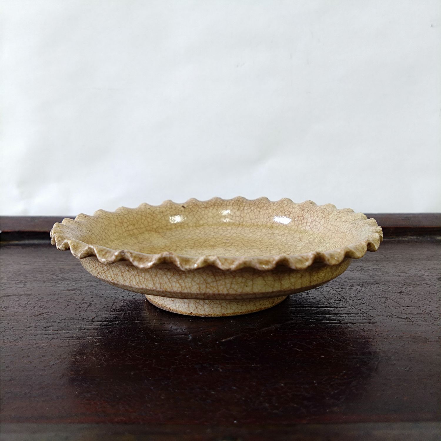 江戸中期 御深井焼 灰釉 輪花 ひだ皿 3枚組 12.6cm 0182 - メルカリ