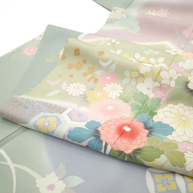 小紋 刺繍 花模様 菊 梅 竹 着物 062a d （楽天市場】お宝 京友禅 作家  