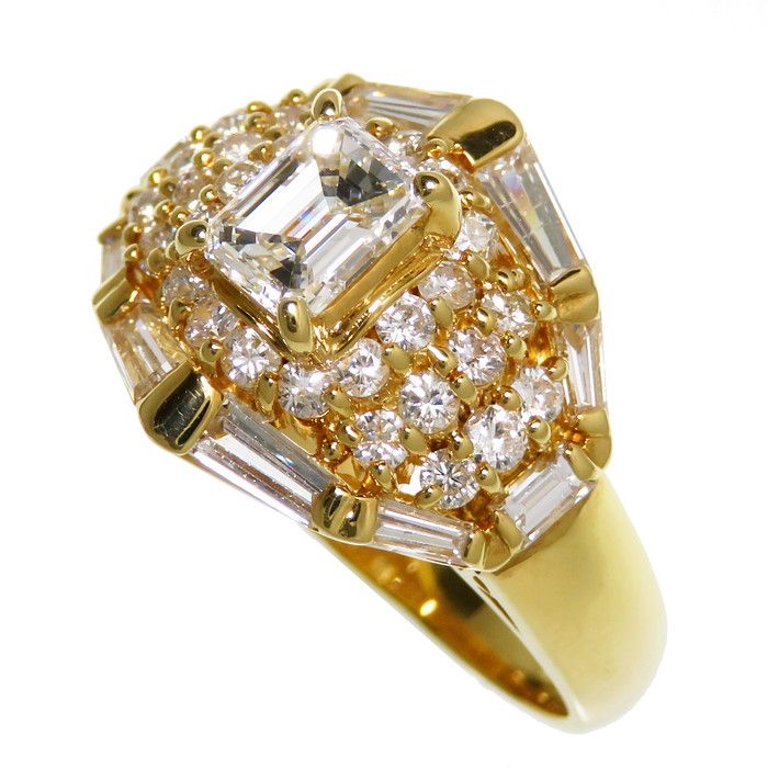 贅沢品 リング・指輪 K18 中央 ダイヤモンド (G-VS1-EM- リング(指輪