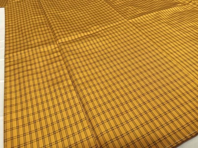 平和屋着物○本場黄八丈 平織 紬 格子 三越扱い 正絹 逸品 未使用  