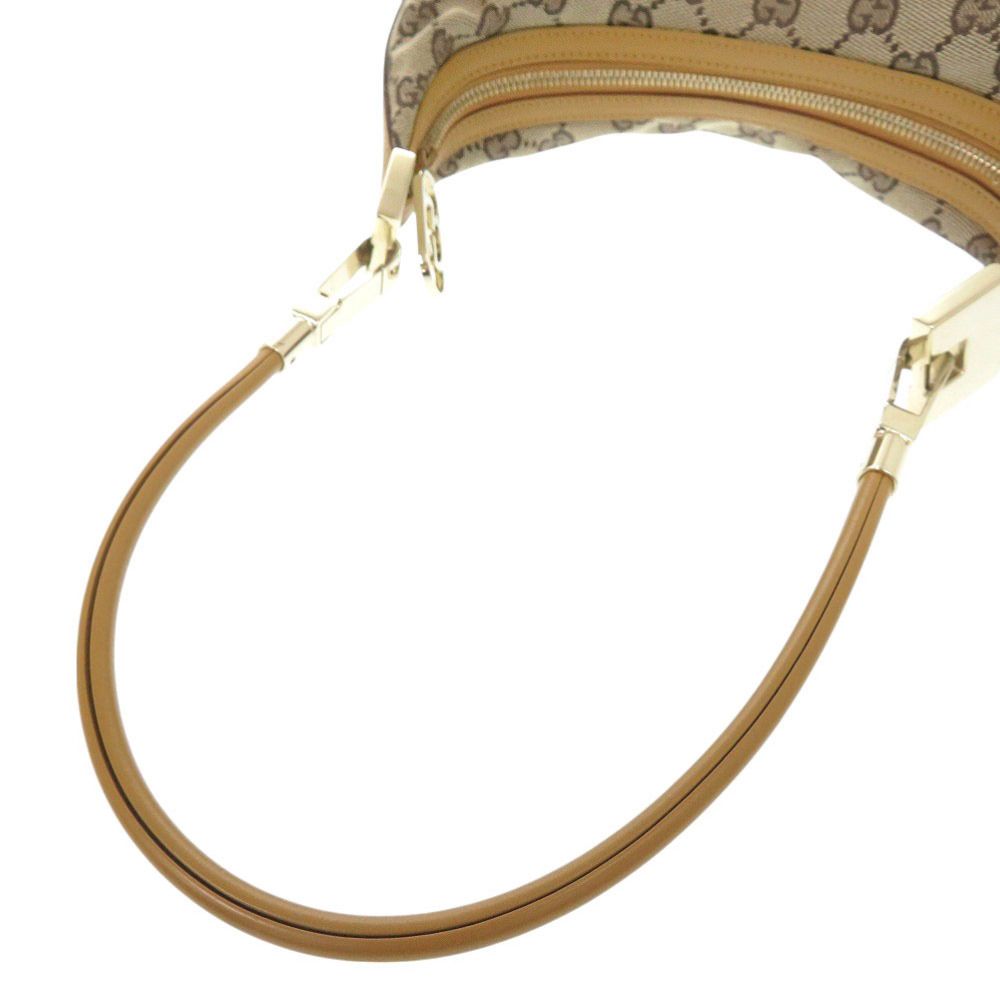 新品同様 グッチ 001 3812 GGキャンバス レザー ベージュ キャメル  