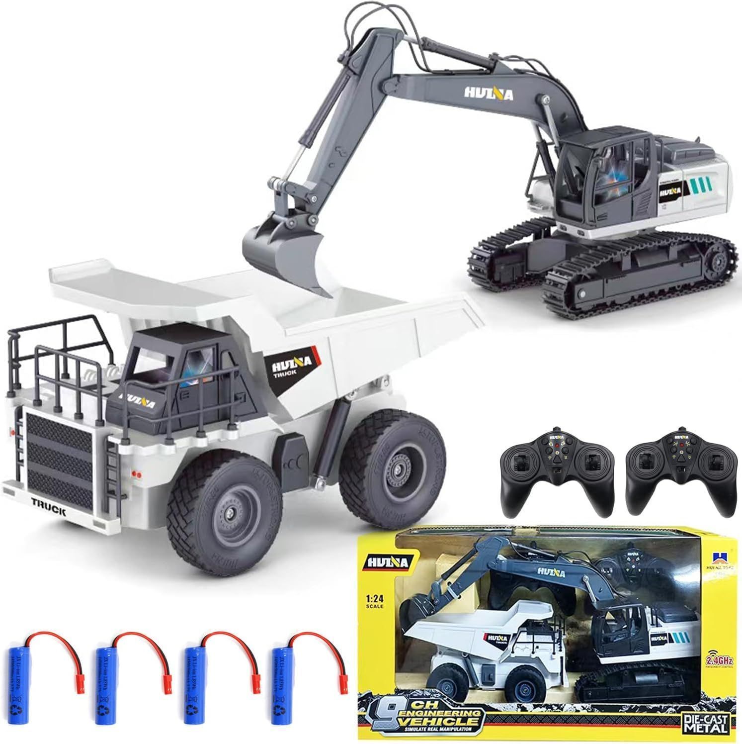 ラジコンカー パワーショベル エンジニア車両 ラジコン 2個セット こども向け 人気 ショベルカー ダンプカー RC建設おもちゃ 重機 トラック