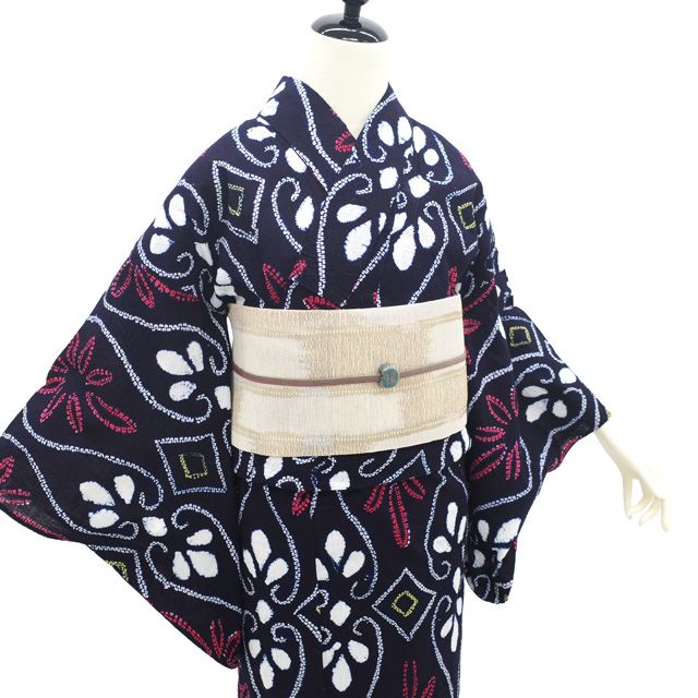 中古】 夏物 本場有松鳴海絞り 浴衣 リサイクル 有松 ゆかた