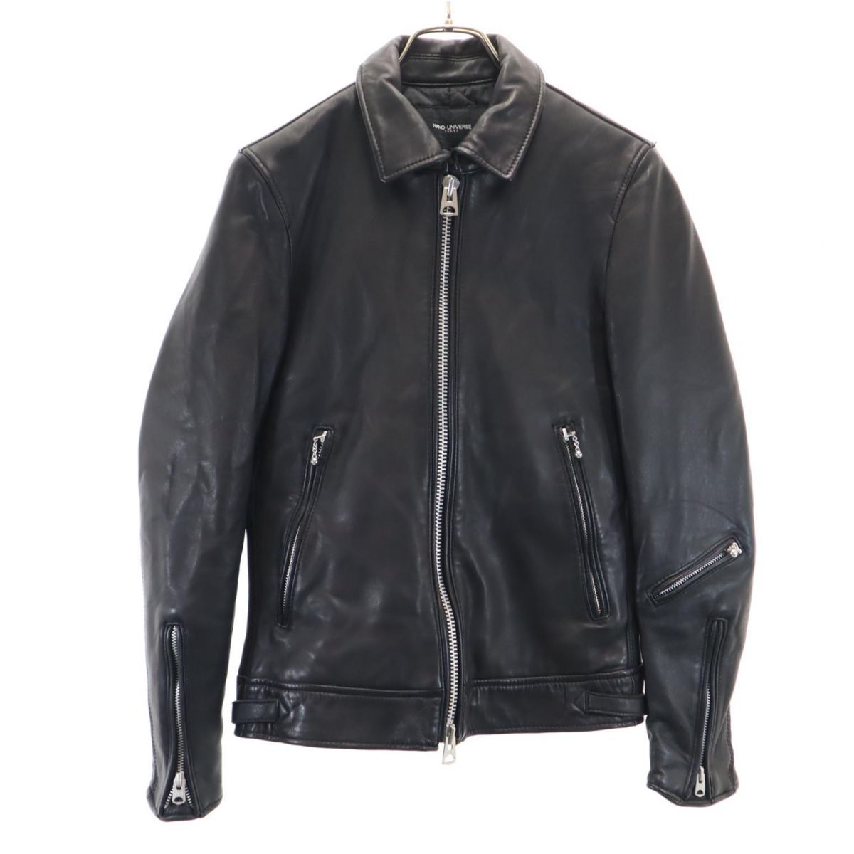 ナノユニバース ラムレザー シングル ライダースジャケット 羊革