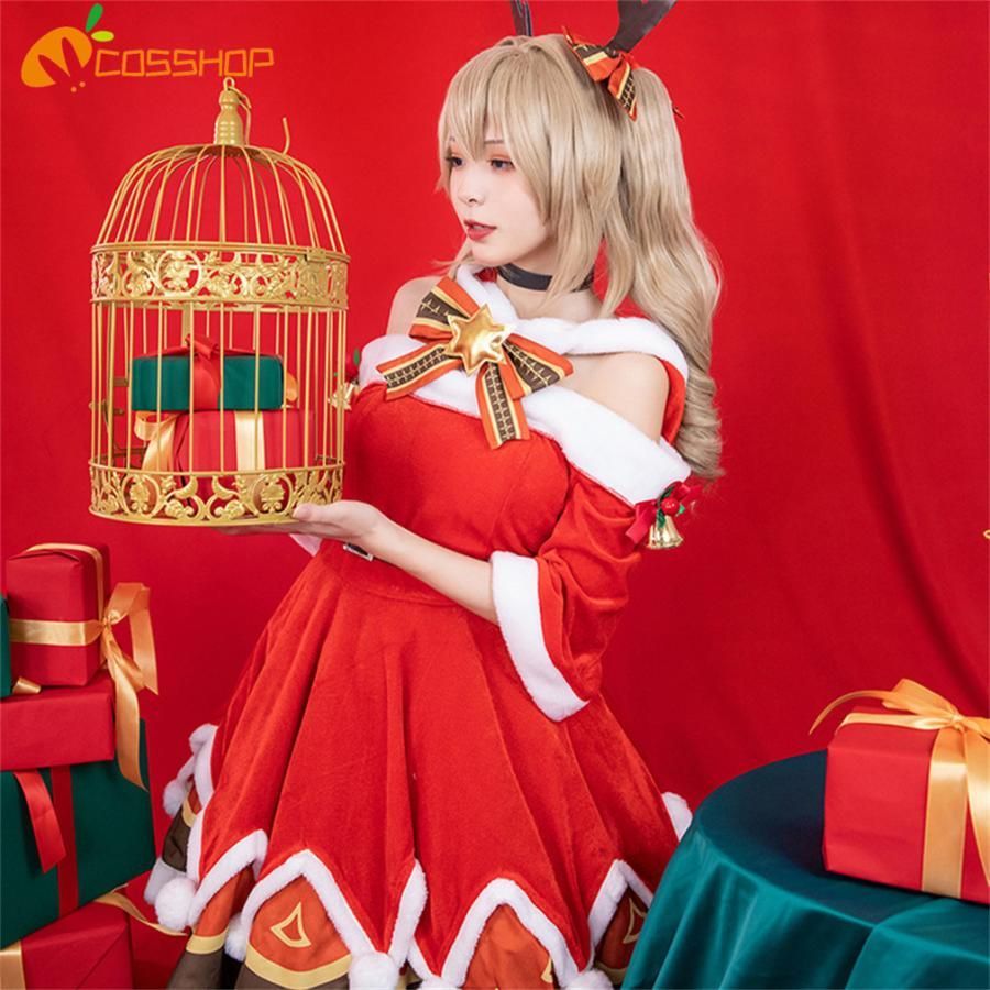 原神 げんしん Genshin バーバラBarbara サンタコスプレ クリスマス ワンピース 洋服 コスプレ服 演出服 変装 cosplay 仮装 二次会 イ