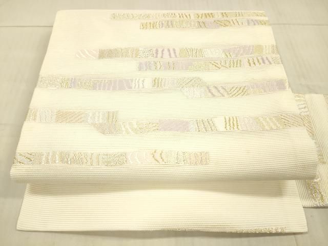 平和屋着物＊夏物 西陣 京都イシハラ謹製 九寸名古屋帯 横段文 金銀糸 証紙付き 正絹 DAAX8968cm