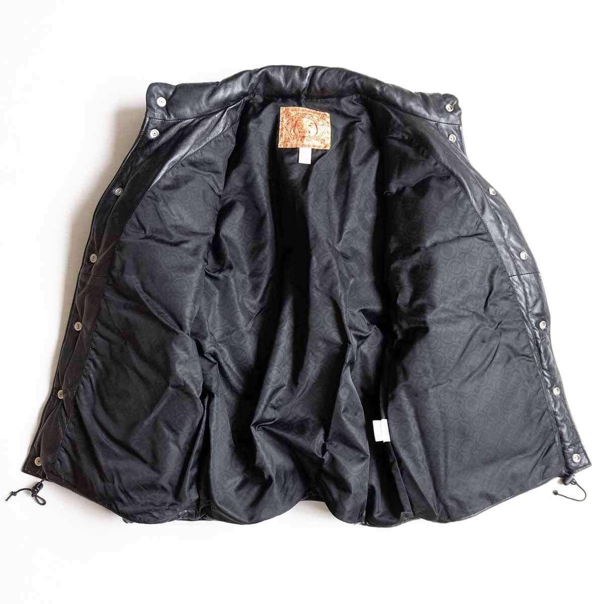 美品】EVISU 【レザー ダウンジャケット】40 ブラック エビス 2403220