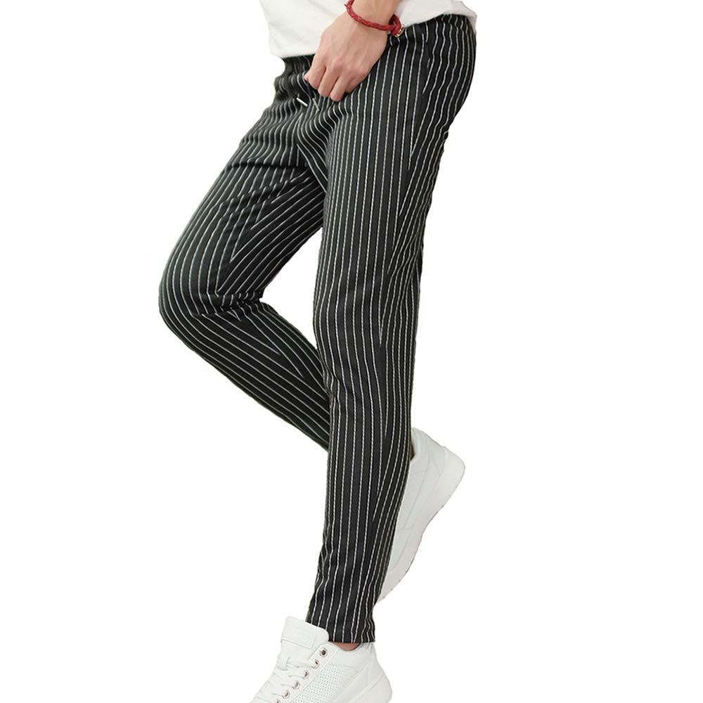 [BillionWorks] スウェットパンツ ジョガーパンツ メンズ テーパードパンツ ストライプ スリム ストレッチパンツ ブラック [ブラック] [M-L]