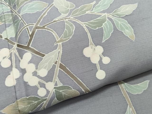 平和屋着物●訪問着　友禅　作家物　白山紬　枝葉文　銀座おゝぎ屋扱い　正絹　逸品　CAAR8247vf 平和屋着物○訪問着 友禅 作家物 白山紬 枝葉文 銀座おゝぎ屋扱い 正絹