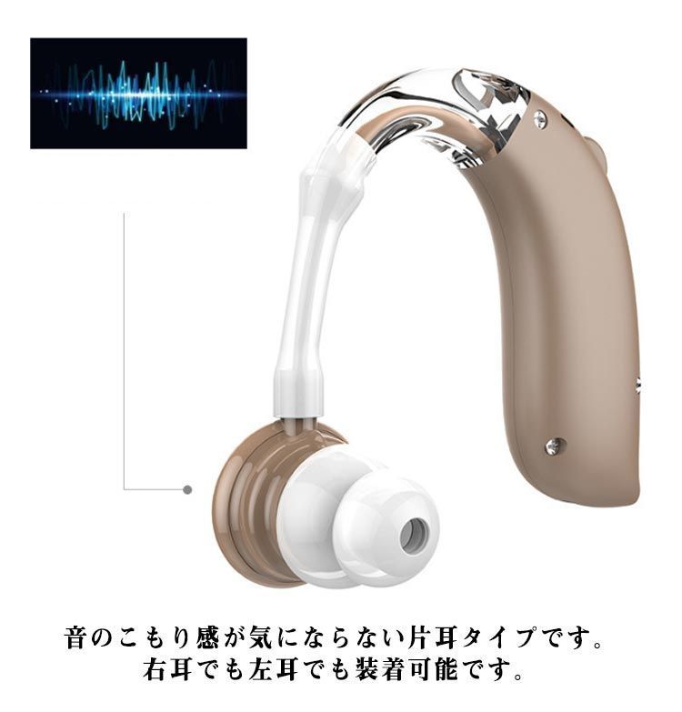 耳掛け型 騒音抑制 片耳タイプ USB充電式 集音器 左右兼用 集音器 高